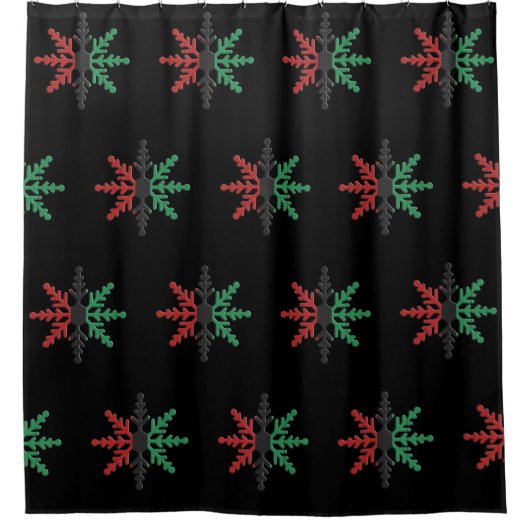 Red Black Green Snowflakes Kwanzaa Backdrop Shower Douchegordijn (Voorkant)