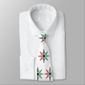 Red Black Green Snowflakes Pattern Kwanzaa Neck Ti Stropdas (Gebonden)