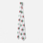 Red Black Green Snowflakes Pattern Kwanzaa Neck Ti Stropdas (Achterkant)