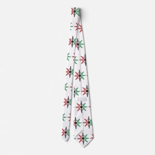 Red Black Green Snowflakes Pattern Kwanzaa Neck Ti Stropdas (Achterkant)