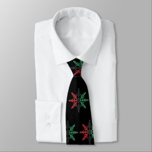 Red Black Green Snowflakes Pattern Kwanzaa Stropdas