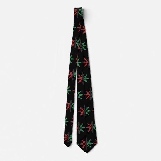 Red Black Green Snowflakes Pattern Kwanzaa Stropdas (Achterkant)