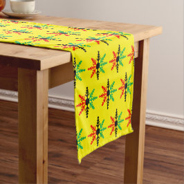 Red Black Green Yellow Snowflakes Kwanzaa Lange Tafelloper