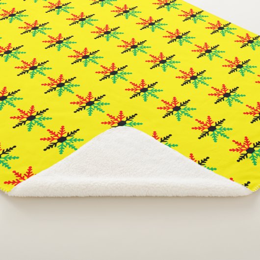 Red Black Green Yellow Snowflakes Pattern Kwanzaa Sherpa Deken (3/4)