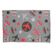 Red Black Grey Airplantern Pattern Kussensloop (Voorkant)
