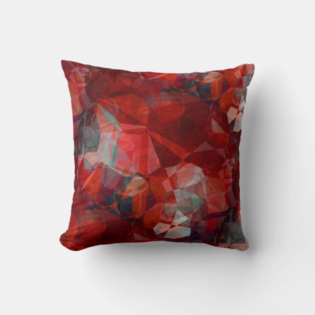 Red Black & Grey Modern Abstract patroon Kussen (Voorkant)
