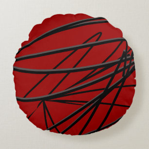 Red Black Grey Modern Elegant Abstract Rond Kussen