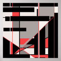 Red Black Grey White Geometric MCM-achtig design
