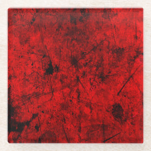 Red Black grunge abstracte digitale grafische kuns Glazen Onderzetter