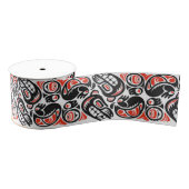 Red Black Haida Beer Symbool Native Pride Pattern Grosgrain Lint (Spoel)