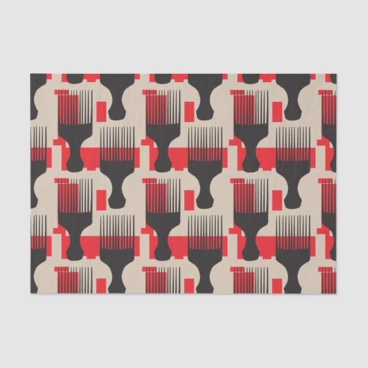 Red Black Hair Comb Afro Pick Tissuepapier (Voorkant)