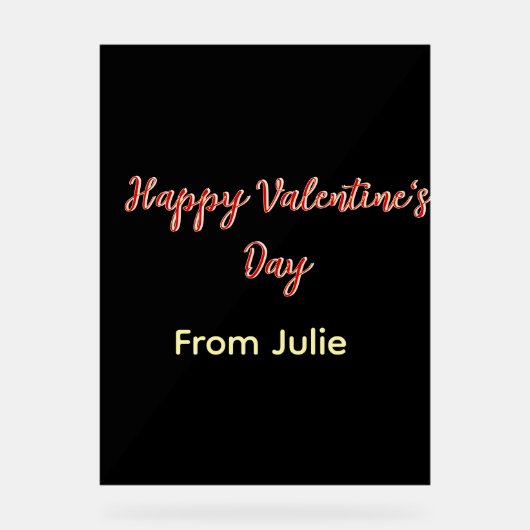 Red black happy Valentine's day from name stylish  (Recto)