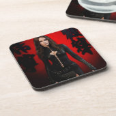 Red Black hard plastic coasters Bier Onderzetter (Linkerzijde)
