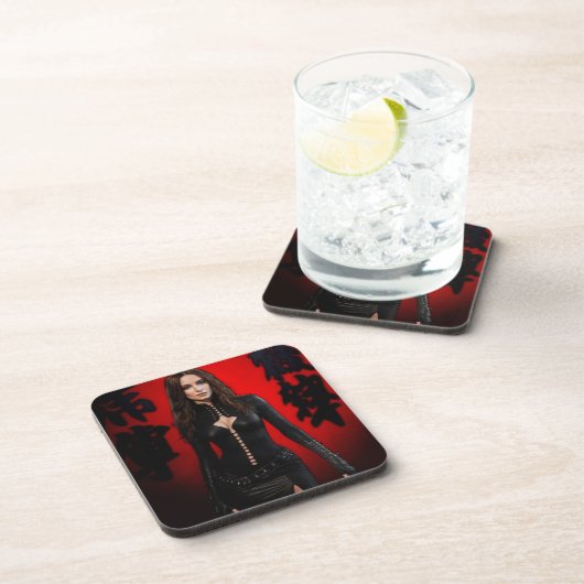 Red Black hard plastic coasters Bier Onderzetter (Rechterzijde)