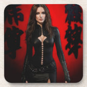 Red Black hard plastic coasters Bier Onderzetter (Voorkant)