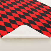 Red Black Harlequin Diamonds Checkers Design  Sherpa Deken (3/4)