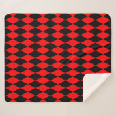 Red Black Harlequin Diamonds Checkers Design  Sherpa Deken (Voorkant (horizontaal))