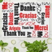 Red Black Hartelijk dank voor Word Cloud Theedoek (Gevouwen)