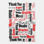 Red Black Hartelijk dank voor Word Cloud Theedoek (Verticaal)