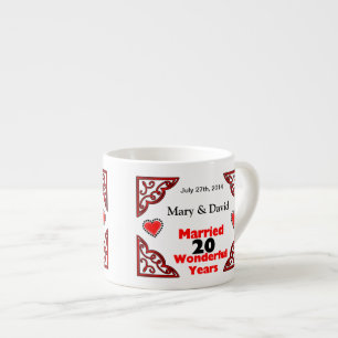 Red Black Hearts Names & Date 20 Yr Jubileum Espresso Kop