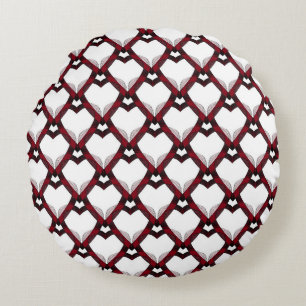 Red Black Hearts Rond Kussen