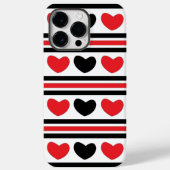 Red Black Hearts Stripes Pattern Valentijnsdag Case-Mate iPhone Case (Achterkant)