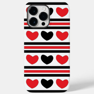 Red Black Hearts Stripes Pattern Valentijnsdag Case-Mate iPhone 14 Pro Max Hoesje