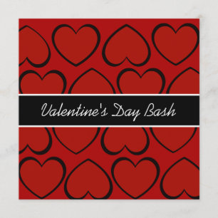 Red Black Hearts Valentijnsdag Party-uitnodigingen Kaart