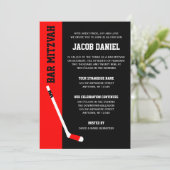 Red Black Hockey Bar Mitzvah Invitations (Debout devant)