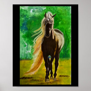 Red Black Horseback Riding Horse Lovers Flo Poster