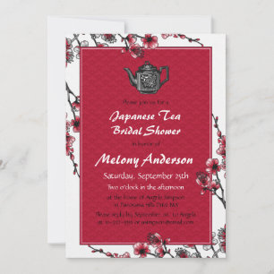 Red Black Japanse Tea Bridal Shower-uitnodiging Kaart