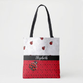 Red Black Ladybug Polka Dot Bug Beetles Naam Draagtas (Voorkant)
