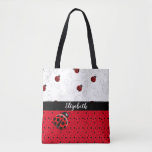 Red Black Ladybug Polka Dot Bug Beetles Naam Draagtas