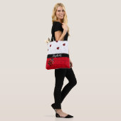 Red Black Ladybug Polka Dot Bug Beetles Naam Draagtas (Op model)