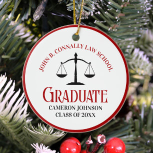 Red Black Law School Afstuderen Custom Christmas Keramisch Ornament