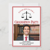 Red Black Law School Afstuderen Fotofeest Kaart (Voorkant)
