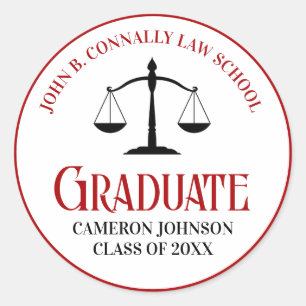 Red Black Law School Afstuderen Keepsake Ronde Sticker