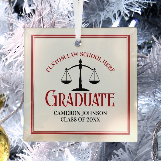 Red Black Law School Afstuderen Kerst Glas Ornament