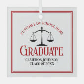 Red Black Law School Afstuderen Kerst Glas Ornament (Voorkant)