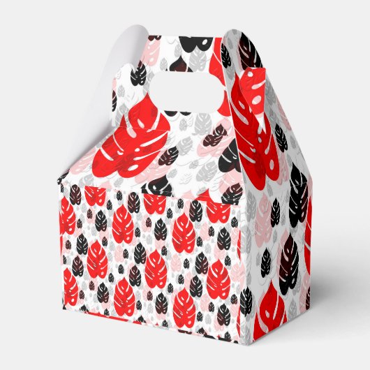 Red Black Leaf Illustration Pattern Design Bedankdoosjes (Achterkant)