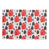 Red Black Leaf Illustration Pattern Design Kussensloop (Achterkant)