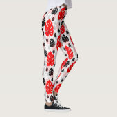 Red Black Leaf Illustration Pattern Design Leggings (Rechts)