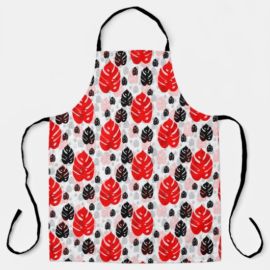 Red Black Leaf Illustration Pattern Design Schort (Voorkant)