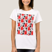 Red Black Leaf Illustration Pattern Design T-shirt (Voorkant)