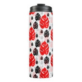 Red Black Leaf Illustration Pattern Design Thermosbeker (Voorkant)