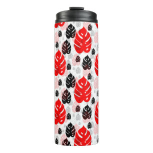 Red Black Leaf Illustration Pattern Design Thermosbeker