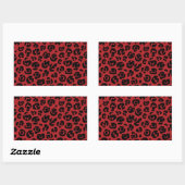 Red Black Leopard Print Rechthoekige Sticker (Vel)