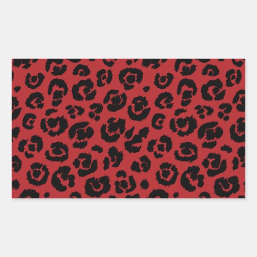 Red Black Leopard Print Rechthoekige Sticker (Voorkant)