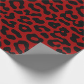 Red Black Leopard Spots Print Pattern Cadeaupapier (Hoek)