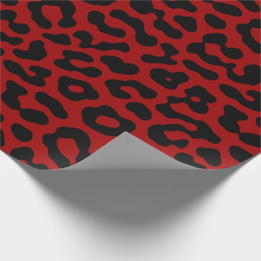 Red Black Leopard Spots Print Pattern Cadeaupapier (Hoek)